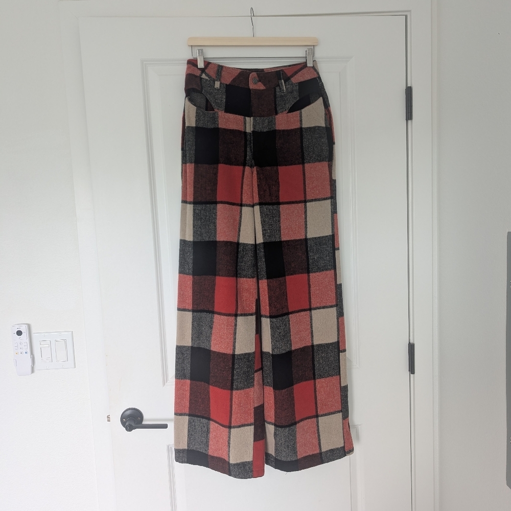 Plaid Anthropologie Pants - Black, Red, Cream